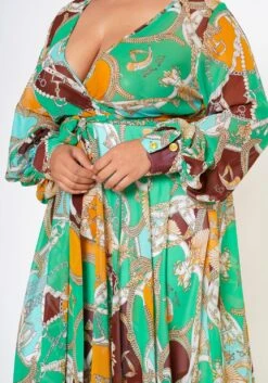 Plus Size Multi Chainlink Pattern Fit & Flare Maxi Dress -Curve Elegance Shop 2022606 002 5