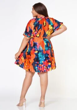Plus Size Multi Pattern Pleated Fit & Flare Dress -Curve Elegance Shop 2022608 001 4