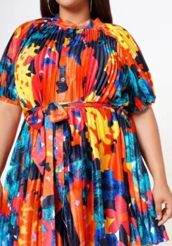 Plus Size Multi Pattern Pleated Fit & Flare Dress -Curve Elegance Shop 2022608 001 5