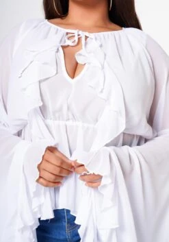 Plus Size Exaggerated Bell Sleeves Peplum Top -Curve Elegance Shop 2022609 001 4