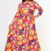 Plus Size Floral Pattern Fit & Flare Maxi Dress -Curve Elegance Shop 2022612 001 1