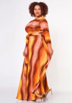 Plus Size Wave Pattern Fit & Flare Maxi Dress -Curve Elegance Shop 2022615 001 3