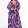 Plus Size Floral Leaf Pattern Fit & Flare Maxi Dress -Curve Elegance Shop 2022617 001 0