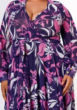 Plus Size Floral Leaf Pattern Fit & Flare Maxi Dress -Curve Elegance Shop 2022617 001 4