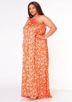 Plus Size One Shoulder Floral Print Maxi Dress -Curve Elegance Shop 2022618 001 3