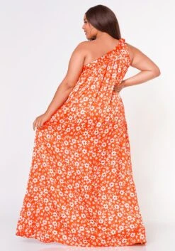 Plus Size One Shoulder Floral Print Maxi Dress -Curve Elegance Shop 2022618 001 4