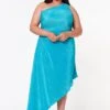 Plus Size Pleated Asymmetric One Sleeve Dress -Curve Elegance Shop 2022619 002 1