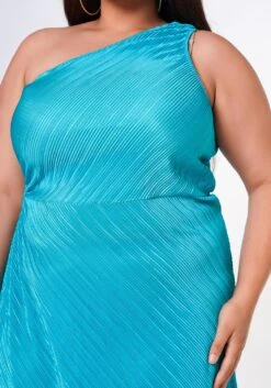Plus Size Pleated Asymmetric One Sleeve Dress -Curve Elegance Shop 2022619 002 5