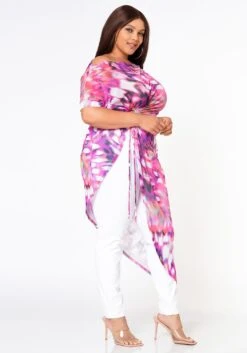 Plus Size Mesh Print Asymmetric Top -Curve Elegance Shop 2022621 001 3
