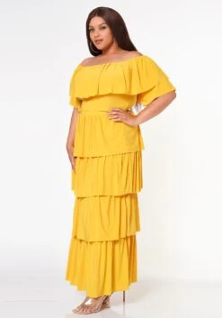 Plus Size Tiered Ruffle Top And Skirt Set -Curve Elegance Shop 2022623 003 3