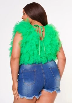 Plus Size Ruffle Tulle Sleeveless Bodysuit -Curve Elegance Shop 2022624 001 4