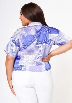 Plus Size Satin Bandana Patchwork Shirt -Curve Elegance Shop 2022629 001 4