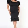 Plus Size Ruffle Flower Shoulder Midi Dress 2 Plus Size Ruffle Flower Shoulder Midi Dress -Curve Elegance Shop 2022638 001 6