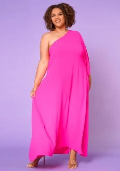 Plus Size One Shoulder Maxi Flare Dress -Curve Elegance Shop 2022644 003 3