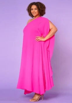 Plus Size One Shoulder Maxi Flare Dress -Curve Elegance Shop 2022644 003 4