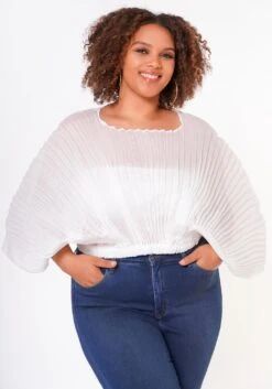 Plus Size Pleated Dolman Sleeve Top