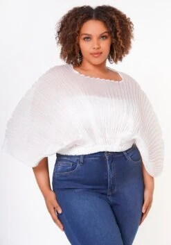 Plus Size Pleated Dolman Sleeve Top -Curve Elegance Shop 2022648 002 3
