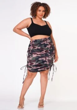Plus Size Drawstring Side Camo Skirt -Curve Elegance Shop 2022649 001 2