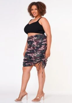 Plus Size Drawstring Side Camo Skirt -Curve Elegance Shop 2022649 001 3