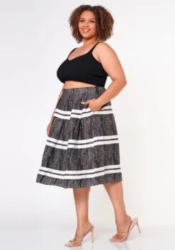 Plus Size Striped Flare Midi Skirt -Curve Elegance Shop 2022651 001 3