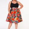 Plus Size Floral High Waist Flare Midi Skirt -Curve Elegance Shop 2022652 001 1
