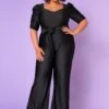 Plus Size Sweetheart Neck Satin Jumpsuit -Curve Elegance Shop 2022654 001 0