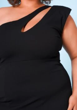 Plus Size Asymmetric One Sleeve Cocktail Midi Dress -Curve Elegance Shop 2022679 001 4