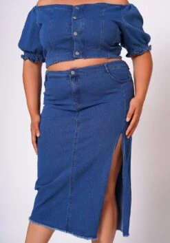 Plus Size Denim Off Shoulder Crop Top & Skirt Set 13 Plus Size Denim Off Shoulder Crop Top & Skirt Set -Curve Elegance Shop 2022691 001 6