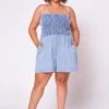 Plus Size Denim Smocked Romper -Curve Elegance Shop 2022692 001 1