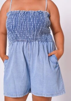 Plus Size Denim Smocked Romper -Curve Elegance Shop 2022692 001 6