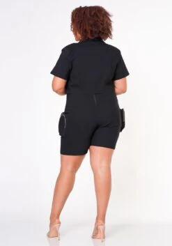 Plus Size Cargo Romper With Cropped Jacket -Curve Elegance Shop 2022697 001 4