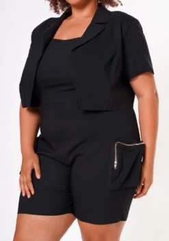 Plus Size Cargo Romper With Cropped Jacket -Curve Elegance Shop 2022697 001 5