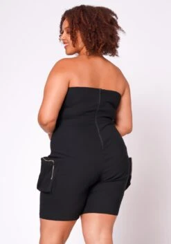 Plus Size Cargo Romper With Cropped Jacket -Curve Elegance Shop 2022697 001 7