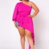 Plus Size Extravagant One Sleeve Drape Blouse -Curve Elegance Shop 2022701 002 0