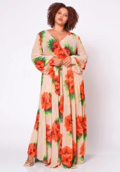 Plus Size Floral Maxi Chiffon Dress -Curve Elegance Shop 2022702 001 3