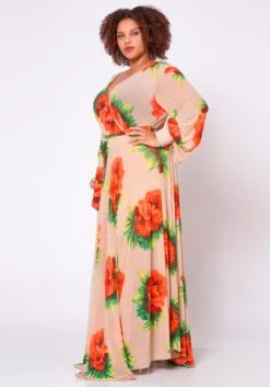 Plus Size Floral Maxi Chiffon Dress -Curve Elegance Shop 2022702 001 4
